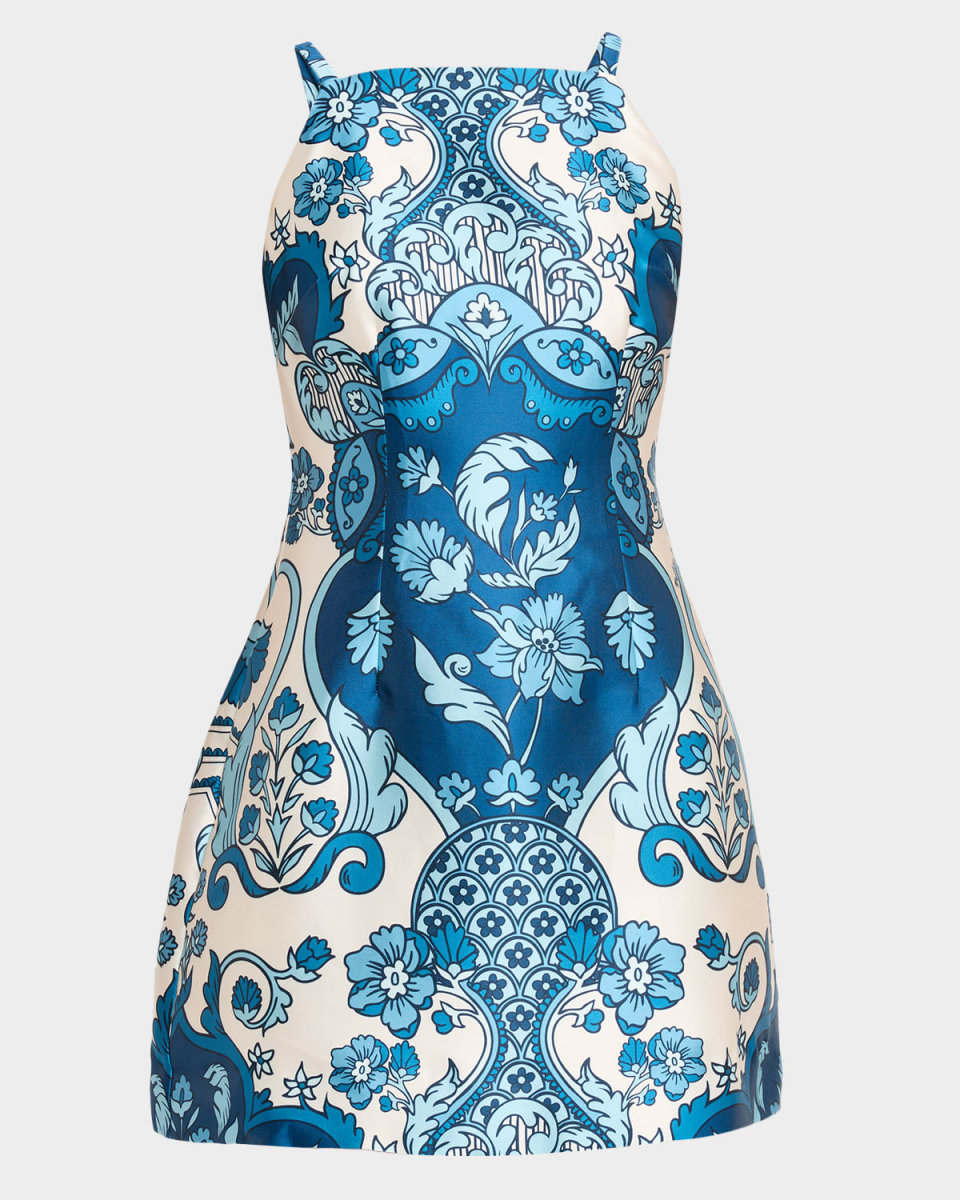 Aniston Sleeveless Twill Fit-&-Flare Mini Dress